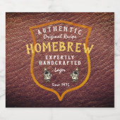 Homebrew Authentic Original Recipe Faux Leather  Bierflaschenetikett (Einzelnes Label)