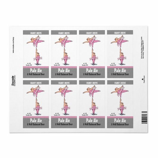 Homebrew Biermarken mit Funny Tutu Cartoon (Vorne)