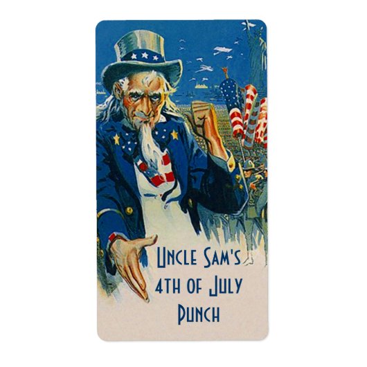 Homebrewing Beer Bottle Label Uncle Sam 4. Juli (Vorne)