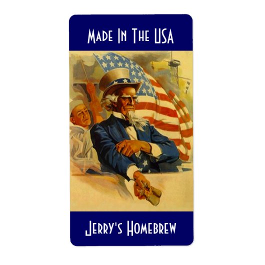 Homebrewing Beer Labels Uncle Sam Made in den USA (Vorne)
