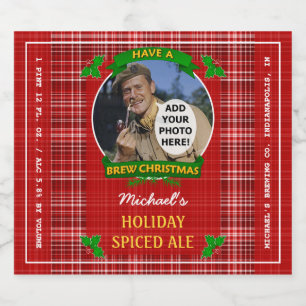 Homebrewing Brew Weihnachts Red Kariertes Custom F Bierflaschenetikett