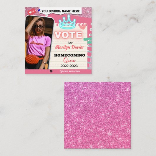 Homecoming Queen Campaign Flyer Enclosure Card Begleitkarte (Vorne/Hinten)