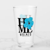 HOMEE Waimea Blue Hibiskus Glas (Vorderseite)