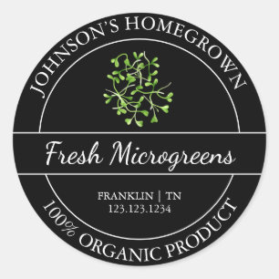 Homegrown Garden Fresh Bio Microgreens Label Runder Aufkleber