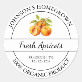 Homegrown Garden Frische Bio Aprikose Runder Aufkleber