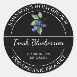Homegrown Garden Frische Bio Blaubeere Label Runder Aufkleber