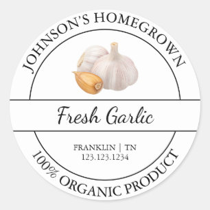 Homegrown Garden Frische Bio Knoblauch Runder Aufkleber
