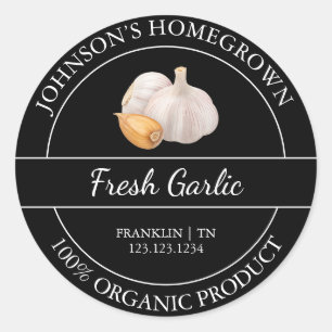 Homegrown Garden Frische Bio Knoblauch Runder Aufkleber