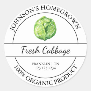 Homegrown Garden Frische Bio Kohlmarke Runder Aufkleber