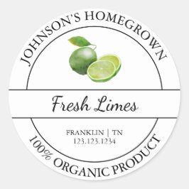 Homegrown Garden Frische Bio Limones Etikett Runder Aufkleber