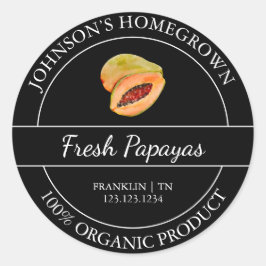 Homegrown Garden Frische Bio Papaya-Label Runder Aufkleber