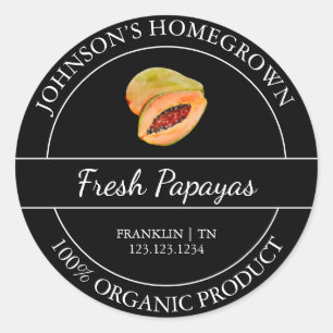 Homegrown Garden Frische Bio Papaya-Label Runder Aufkleber