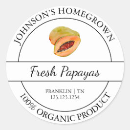 Homegrown Garden Frische Bio Papaya-Label Runder Aufkleber