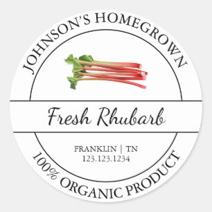 Homegrown Garden Frische Bio Rhubarbe Runder Aufkleber