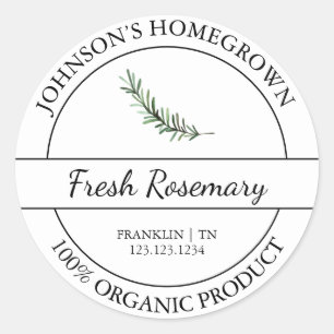 Homegrown Garden Frische Bio Rosmarin Runder Aufkleber