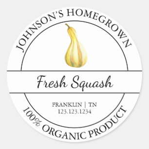 Homegrown Garden Frische Bio Squash Label Runder Aufkleber