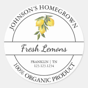 Homegrown Garden Frische Bio Zitrone Runder Aufkleber