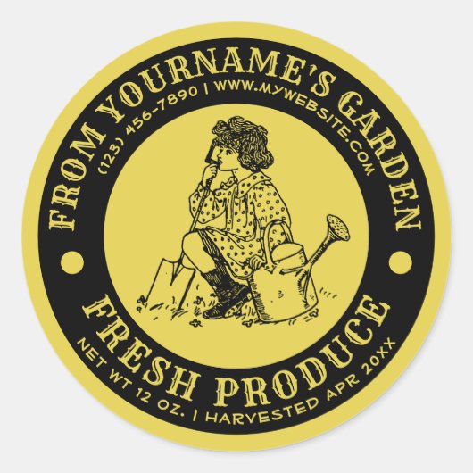 Homegrown Garden - Vorlage für ein neues Etikett Runder Aufkleber (Vorderseite)