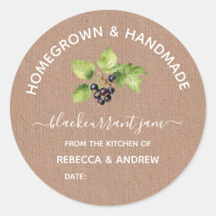 Homegrown & Handmade Blackcurrant Jam Kraft Paper Runder Aufkleber