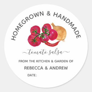 Homegrown & Handmade Chill Tomato Salsa Mason Jar Runder Aufkleber