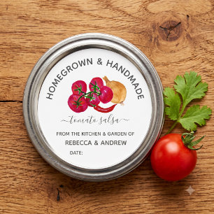 Homegrown & Handmade Chill Tomato Salsa Mason Jar Runder Aufkleber