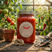 Homegrown & Handmade Kraft Hot Sauce Mason Jar Runder Aufkleber