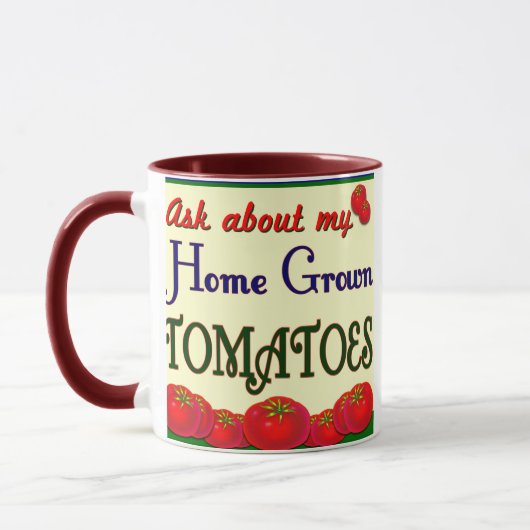 Homegrown Tomato Garden Slogan Tasse (Links)