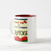 Homegrown Tomato Garden Slogan Zweifarbige Tasse (Vorderseite Links)
