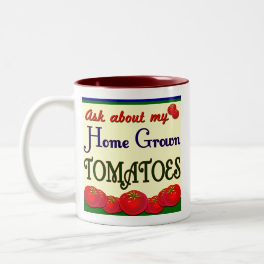 Homegrown Tomato Garden Slogan Zweifarbige Tasse (Links)