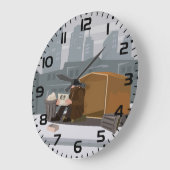 Homeless Man Holding Help Sign Urban Poverty Große Wanduhr (Winkel)