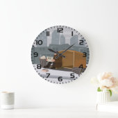 Homeless Man Holding Help Sign Urban Poverty Große Wanduhr (Zuhause)