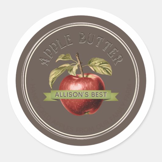 HOMEMADE APPLE BUTTER Grunge Schriftart Kraft und  Runder Aufkleber (Vorderseite)