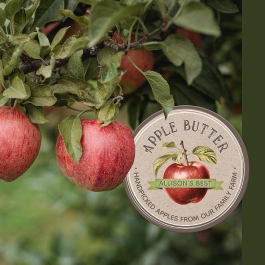 HOMEMADE APPLE BUTTER Grunge Schriftart Kraft und Runder Aufkleber