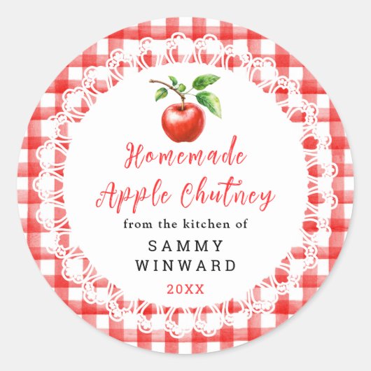 Homemade Apple Chutney Label Runder Aufkleber (Vorderseite)