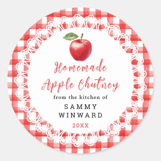 Homemade Apple Chutney Label Runder Aufkleber (Vorderseite)