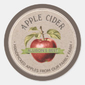 HOMEMADE APPLE CIDER Grunge Schriftart Kraft und B Runder Aufkleber (Vorderseite)