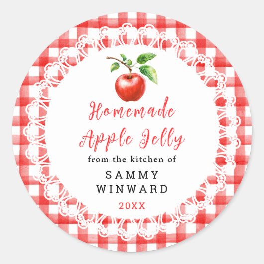 Homemade Apple Jelly Label Runder Aufkleber (Vorderseite)