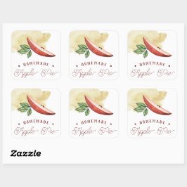 Homemade Apple Pie Labels Quadratischer Aufkleber