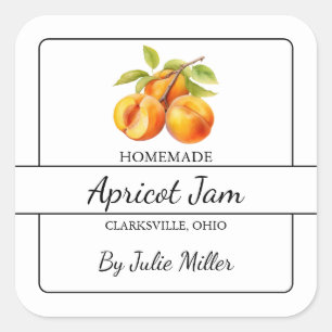 Homemade Apricot Jam Square Label Quadratischer Aufkleber