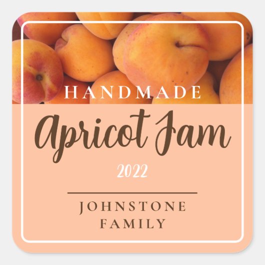 Homemade Apricot Jam Square Stickers (Vorderseite)