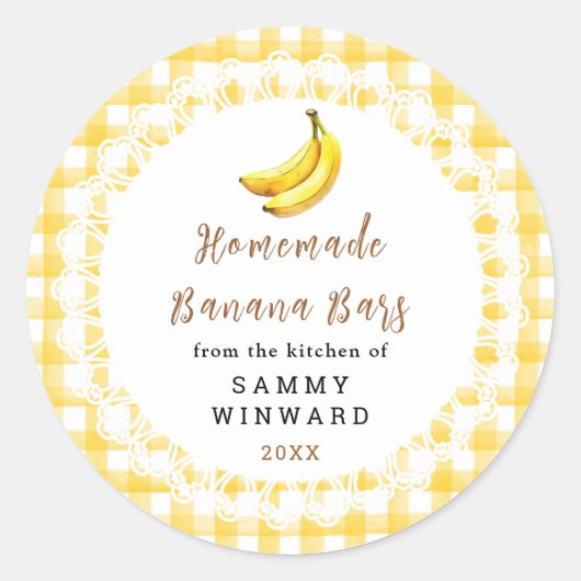 Homemade Banana Bars Label Runder Aufkleber (Vorderseite)