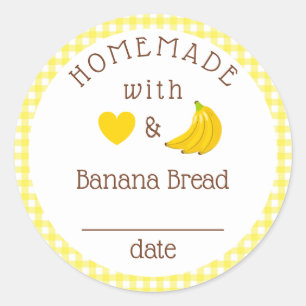 Homemade Banana Brot Gingham Runder Aufkleber