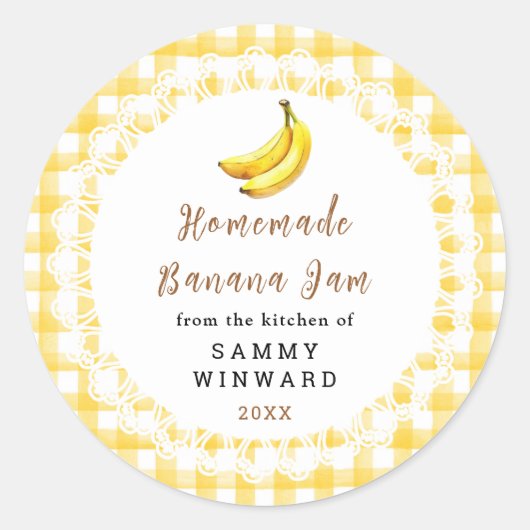 Homemade Banana Jam Label Runder Aufkleber (Vorderseite)