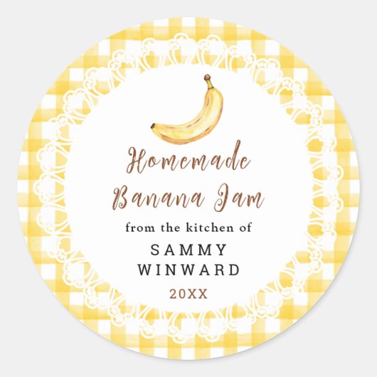 Homemade Banana Jam Label Runder Aufkleber (Vorderseite)
