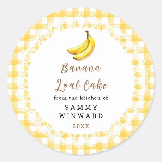 Homemade Banana Loaf Cake Label Runder Aufkleber (Vorderseite)