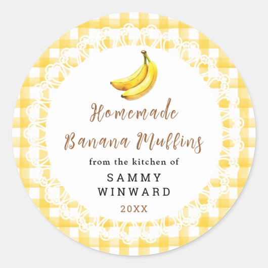 Homemade Banana Muffins Label Runder Aufkleber (Vorderseite)