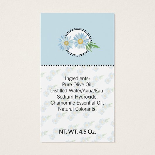 Homemade Bath & Body Blue Chamomile Geschenkmarke (Rückseite)
