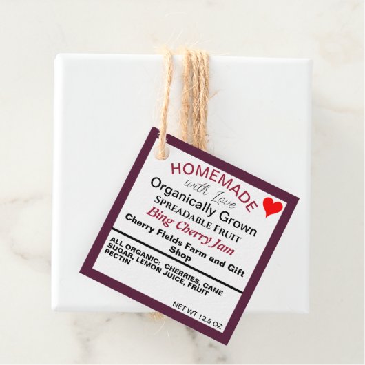 Homemade Bing Cherry Jam QR Code Geschenkanhänger (Beispiel)