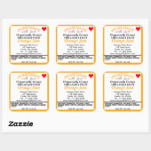 Homemade Bio Orange Jam Canning Quadratischer Aufkleber (Blatt)