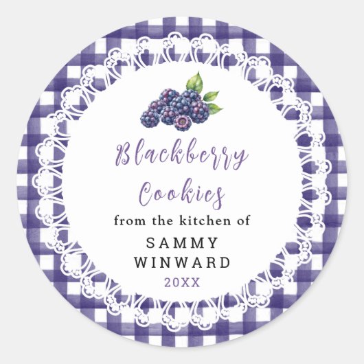 Homemade Blackberry Cookies Label Runder Aufkleber (Vorderseite)